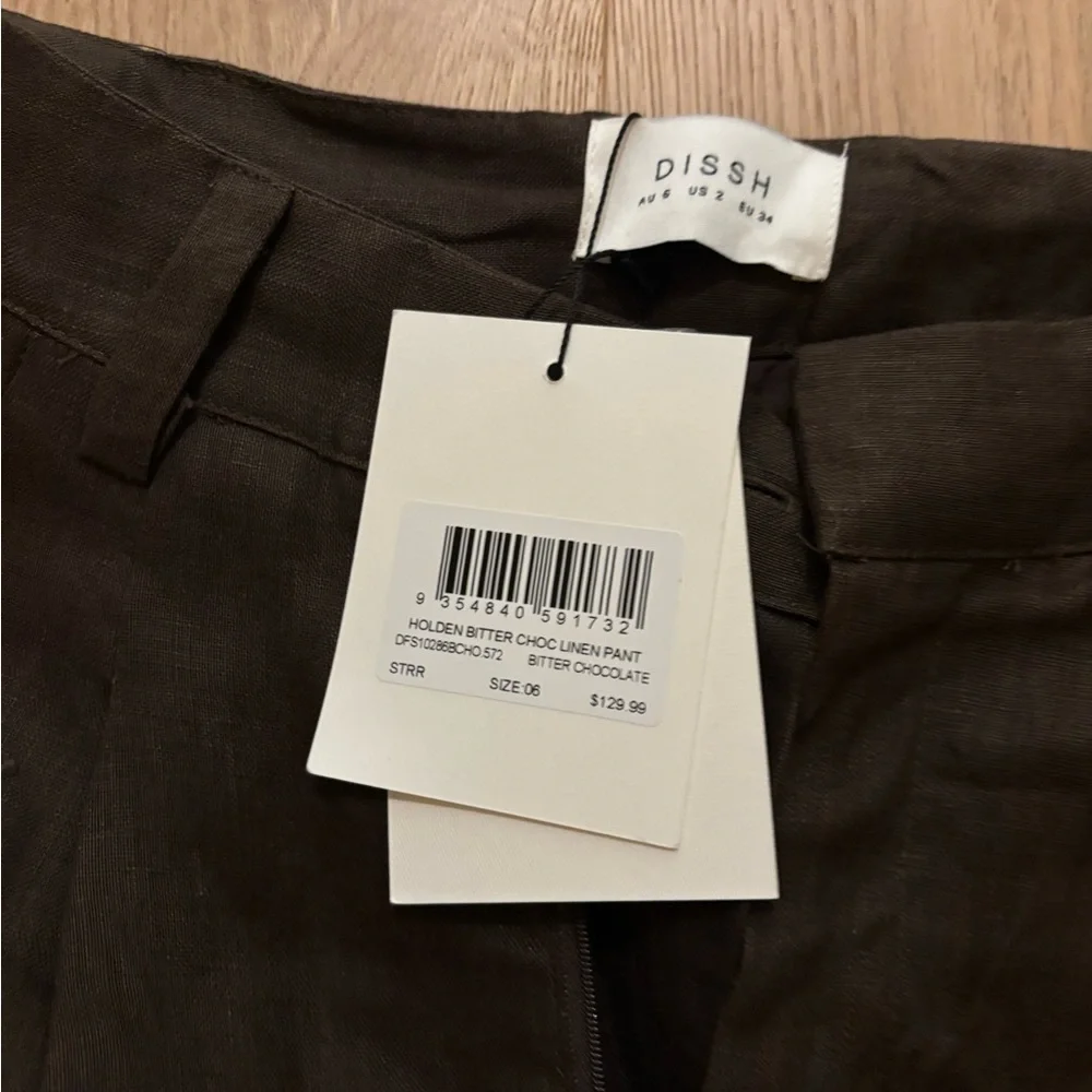 Dissh Holden bitter chocolate linen pants - Picture 2 of 4